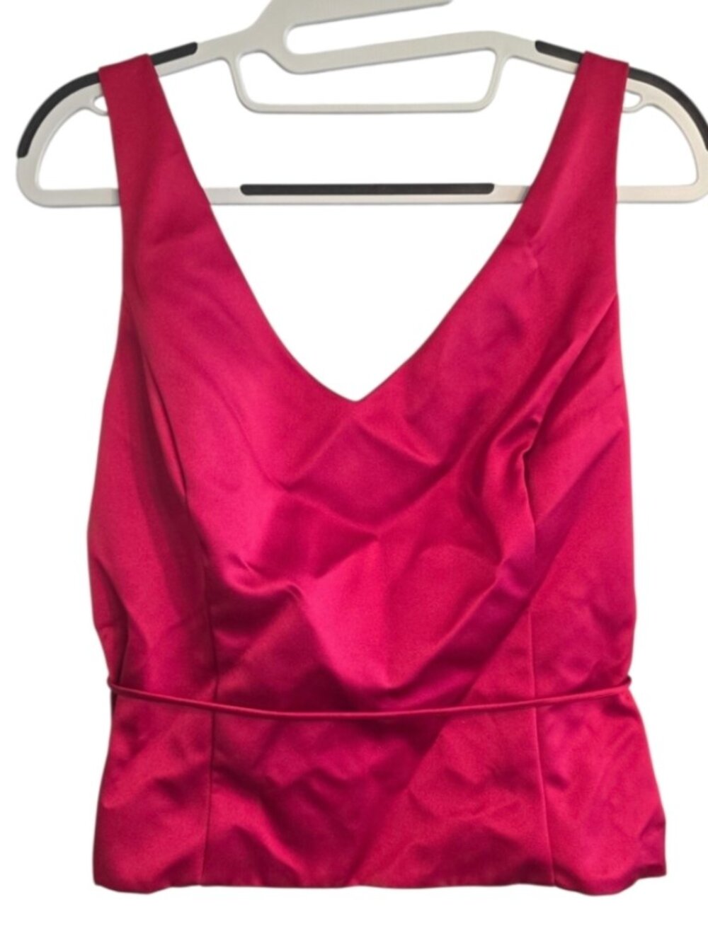 Bill Levkoff Red Satin Top Boned Vamp Glam Scarlett Formal Cocktail Blouse